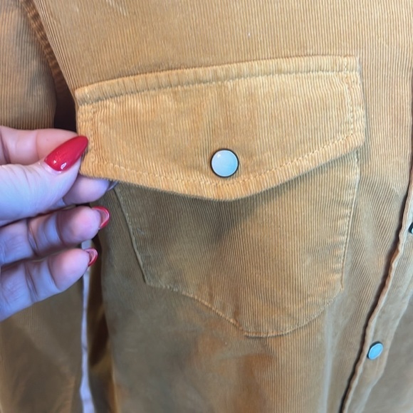 Elliott Lauren Corduroy Shirt Snap Front Closure Relaxed Fit Size XS Gold - Picture 4 of 9